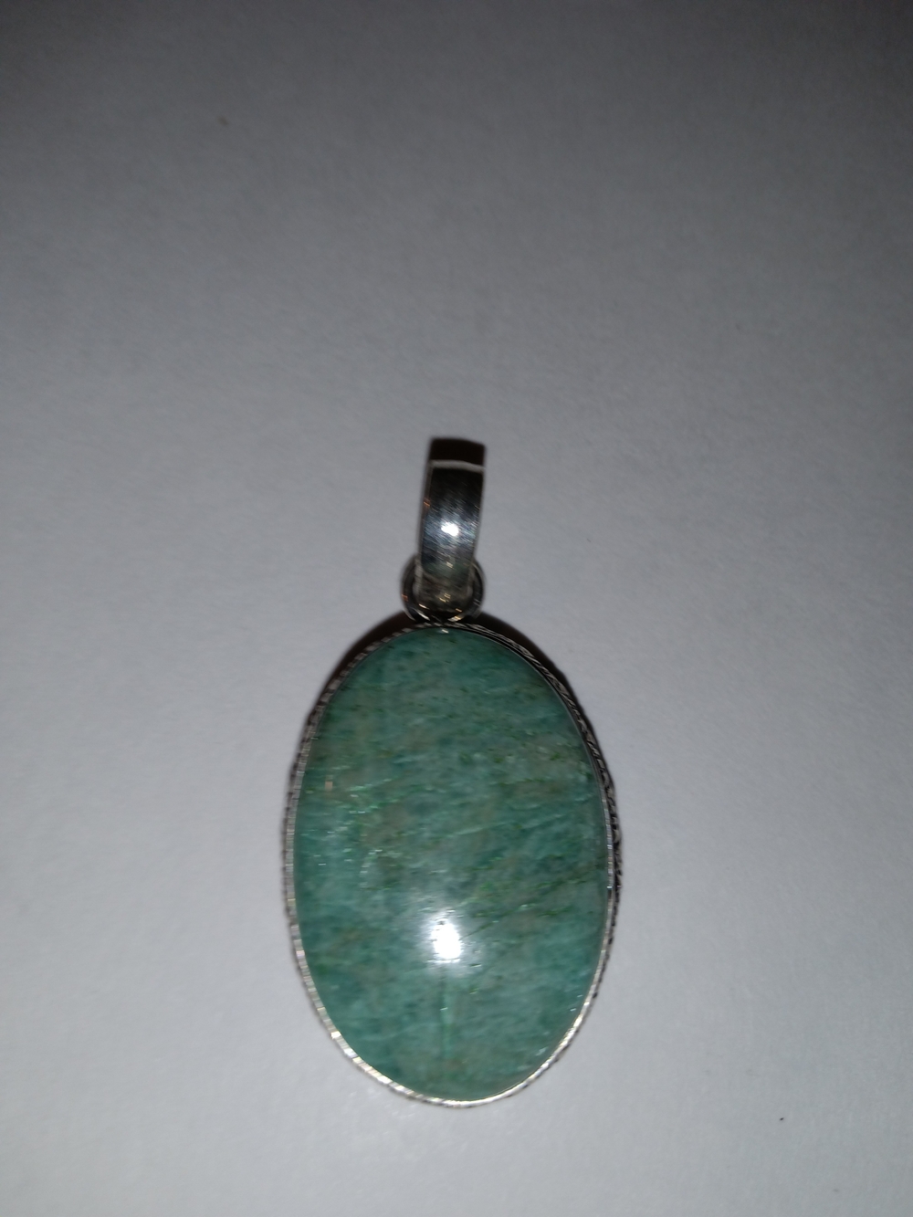Amazonite Oval Pendant in Teal Green